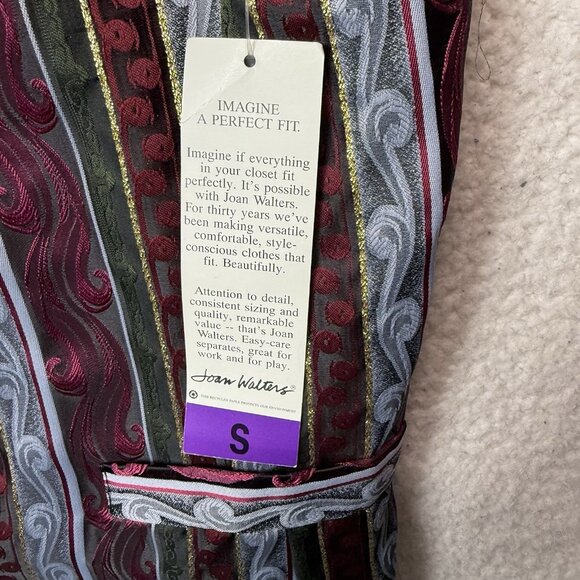 Vintage 80's Joan Walters Vest Striped Fancy Metallic Women's Sz Small Deadstock - Picture 5 of 8